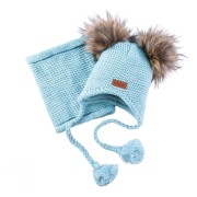 komplet czapka pilotka komin jasny niebieski