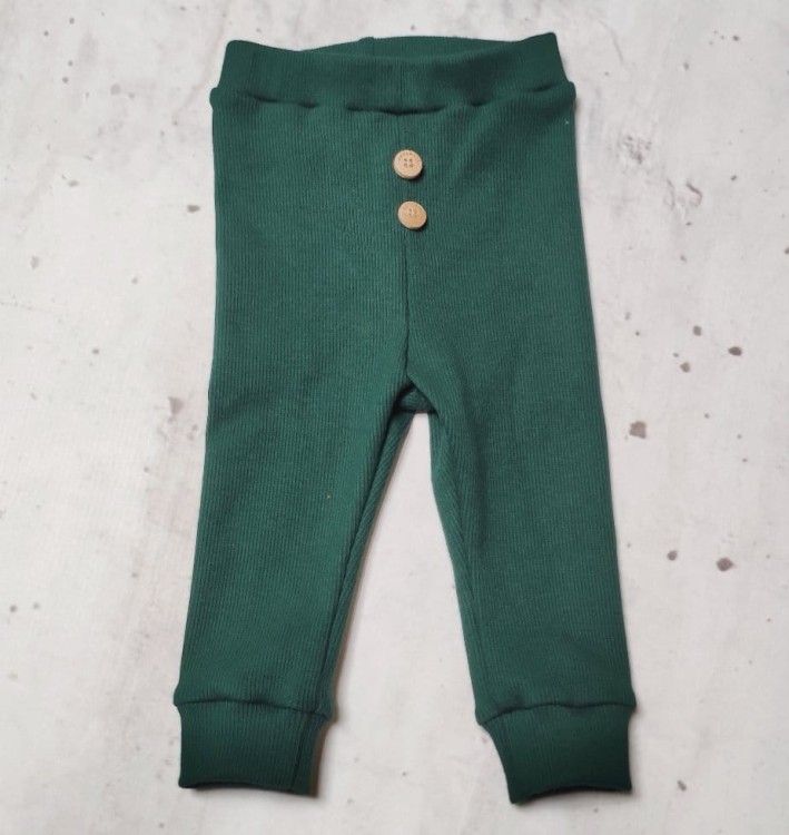 Legginsy z dzianiny prążkowanej butelkowa zieleń