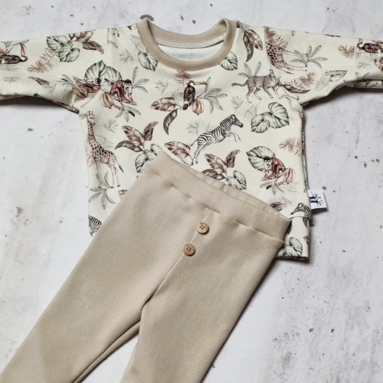 Bluza mini Safari i legginsy piaskowy beż