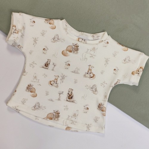 t-shirt z dzianiny prążkowanej zwierzątka