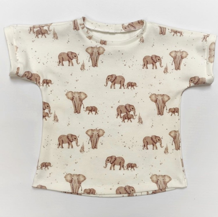t-shirt z dzianiny prążkowanej słonie