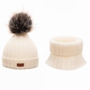 czapka merino komin ecru