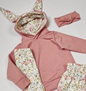 bluza dziecięca z uszami króliczka, kwiatowe wnętrze