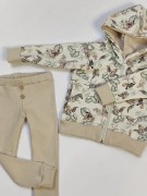 Komplet spodnie prążek i bluza na suwak w zwierzęta