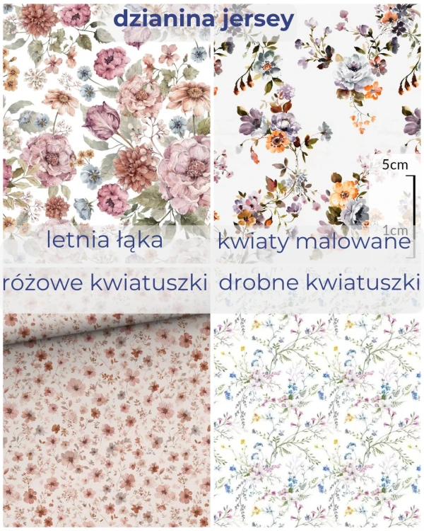 wzory kwiatowe na sukienki jersey